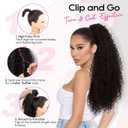REECHO Ponytail Extension - 26" Long Curly 2-in-1 Claw Clip & Drawstring Ponytail Hair Extensions 100% Super Protein Pony Tail Hairpieces for Women - Natural Blonde