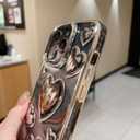 Compatible with iPhone 14 Pro Max Case Clear Glitter 3D Love Hearts Cute Girly Design Slim Protective Transparent Cover for Women Girl Sparkly Bling Chrome Edge Soft TPU Electroplated Glossy Blue