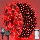 WATERGLIDE 1000 LED Christmas String Lights, 328 FT Green Wire LED Decorative Fairy Lights with Remote & 8 Modes, Waterproof for Outdoor Valentines Holiday Party Garden Wedding Home Decor, Red