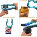 Otstar 6-in-1 Jar Opener & Bottle Opener Set for Weak Hands - Multi-Function Kitchen Opener Tool for Seniors with Arthritis, Elderly - Includes Jar Lid Gripper Pad, Corkscrew Opener (Blue and Grey)