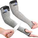 OriStout Cut Resistant Farmers Sleeves with Thumb Hole, Arm Protectors for Thin Skin and Bruising, for Gardening, Welding, Kitchen, Arm Guards for Biting, Pet Grooming, Grey, 1 Pair (One Size)