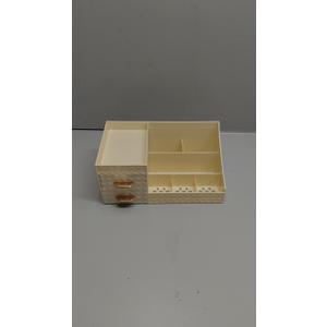 Clear Makeup Organizer for Vanity,Desk Makeup Caddy With Drawers for Cosmetics,Lipsticks Nail Care Skincare Jewelry Countertop Organizers,Cosmetic Display Cases for Bathroom, Dresser (Cream)