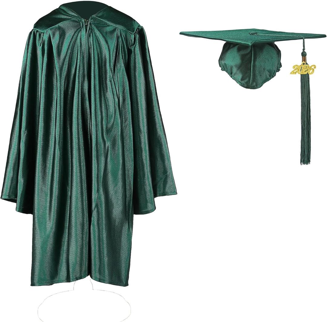 Shiny Kindergarten Graduation Cap and Gown Set (36, Forest Green)
