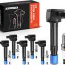 A-Premium Set of 6 Ignition Coil Pack and Iridium Spark Plugs Compatible with Honda Accord 2008-2012 Crosstour Odyssey & Acura RL TL TSX 3.5L 3.7L (Black)