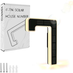 ISUNMEA 6.7 Inch Solar Lighted House Numbers for Outside, Light Up Waterproof LED Address Signs for Houses, Backlit Illuminated Exterior Modern House Numbers Light (7-Black, 6.7IN)