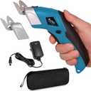 VLOXO Cordless Electric Scissors with 2 Blades Rechargeable Powerful Shears Cutting Tool for Fabric Cardboard Carpet Leather Felt with Charger (Blue)