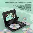 POFOTO 9.5" Portable DVD Player for Kids and Car with 7.5" Swivel Screen, 4-6 Hour Working Time, Car DVD Player with Dual Speakers, Remote Control, Support Sync TV, Region Free USB/SD/AV- Black