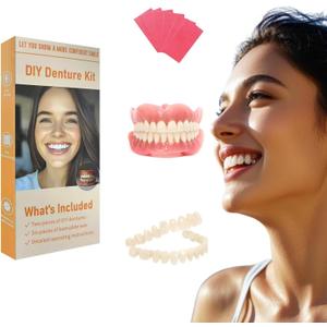 Denture Do it Yourself Full Set of Top | Bottom Fake Teeth to Create Your Perfect Smile at Home-N