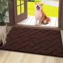 OLANY Indoor Door Mat, 36x24, Dirt Resistant and Absorbent, Sturdy Non-Slip Rubber Backing, Easy to Clean, Washable Low-Profile Doormat for Entryway, Dark Brown (36" x 24")