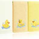 Hahafelt 3 Pack Rubber Ducky Coastal Hand Towels for Bathroom 100% Cotton Embroidered Bathroom Towels 13.78 x 29.53 Inch Beach Hand Towels Soft Absorbent Cotton Towel (Yellow, Duck)