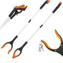 Grabber Reacher Tool, 2 Pack 32" Foldable Lightweight Trash Claw Grabbers for Elderly, 360 Rotating Head Wide Jaw Reaching Tool for Trash, Pick Up Stick (Orange)