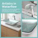 Tempered Glass Vessel Sink with Waterfall Faucet and Drain Combo 22 Inch Silver Rectangular Glass Bathroom Vessel Bathroom Sink Above Counter Silver Bowl Sink Rectangle for Bathroom, 22.4" L x 14.4" W x 3.6" D