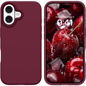 GUAGUA for iPhone 17 Case Liquid Silicone Silky Soft Gel Rubber Slim Thin Microfiber Lining Cushion Texture Cover Shockproof Protective Phone Case for iPhone 17 6.3 inch, Plum Red