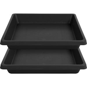 14 Inch Square Plant Saucer 3 Pack, Durable Plastic Plant Trays for Pots-Indoor Outdoor, Durable and Thicker Large Plant Drip Trays, Flower Planter Saucers for Potted Plants (14", Black)