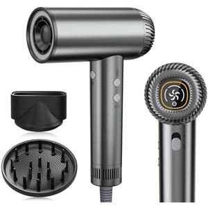 Hair Dryer, 150000 RPM Professional High-Speed Blow Dryer 500 Millions Negative Ionic Care Hair Dryer for Fast Drying, Low Noise 4 Temp/3 Speeds Hairdryer, Travel with Magnetic Diffuser & Nozzle