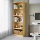 5 Tier Bookshelf, 71" Tall Wood Bookcase, 5 Shelf Open Book Shelf, Oak