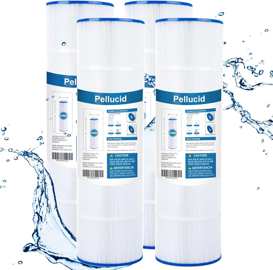CCP420 Pool Filter Compatible with Pentair Clean and Clear Plus 420, Pleatco PCC105-PAK4, Pentair R173576, 178584, Ultral-A6, Unicel C-7471, 817-0106, Filbur FC-1977, 105 sq.ft, 4 Pack