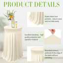 Tegeme 32 x 43 Inch Round Spandex Cocktail Tablecloths with Skirt Cocktail Round Table Cover Spandex Stretch Tablecloth for Fitted High Top Table Bar Wedding Party Banquet (Beige,1 Pack), 43.3"
