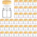 Norme 36 Pcs 4 oz Glass Jars with Lids Empty Small Glass Containers and Inner Liners Reusable Cosmetic Jars Round Airtight Bottles with Plastic Woodgrain Lids for Travel