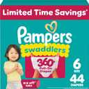 Pampers Diapers - Swaddlers 360° - Size 6, 44 Count, up to 100% Leakproof Comfy Dry Fit, Designed for Easy Changes, Pull On Baby Diaper