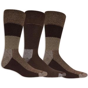 Dr. Scholl's Men's Advanced Relief Blisterguard Socks-2 & 3 Pair Packs-Non-Binding Cushioned Comfort (Brown Chevron - Crew (3 Pairs))