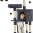 Feandrea Cat Tower, Cat Tree for Indoor Cats, 45.3-Inch Cat Condo with Scratching Post, Ramp, Perch, Spacious Cat Cave, for Kittens, Elderly Cats, Adult Cats, Small Space, Smoky Gray UPCT141G01