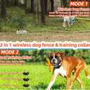Wireless Dog Fence System with Remote Training Collar, 2-in-1 Electric Fence, Adjustable Range up to 985 ft, Beep/Vibration/Static Modes, Rechargeable IP66 Waterproof Collar