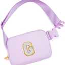 Belt Bag Fanny Pack Crossbody Bags with Initials Cute Stuff Birthday Gifts for Teenager Girls Trendy Stuff - White G,Lavender Bag