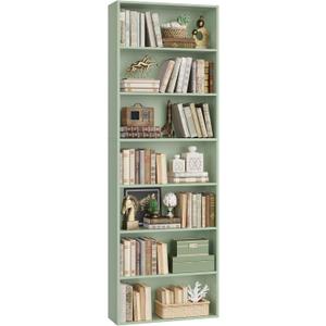 FACBOTALL 82" Tall Bookshelf, 7-Tier Open Shelves Bookcase, Freestanding Display Storage Shelves, Tall Bookcase Home Decor Furniture for Home Office, Living Room, Bedroom, Green, Large