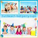 12 Pcs 10 oz Summer Beach Ball Cups with Straws and Lids, Beach Theme Pool Party Cups Bulk Plasic Beach Cups for Summer Theme Party Favor Hawaiian Luau Party and Kids Pool Party Birthday Decorations