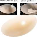 PRETTYWELL Nipple Covers No Show 4 Pairs Large Sticky Nipple Pasties Seamless Reusable Thin Breast Petals Nude (L)