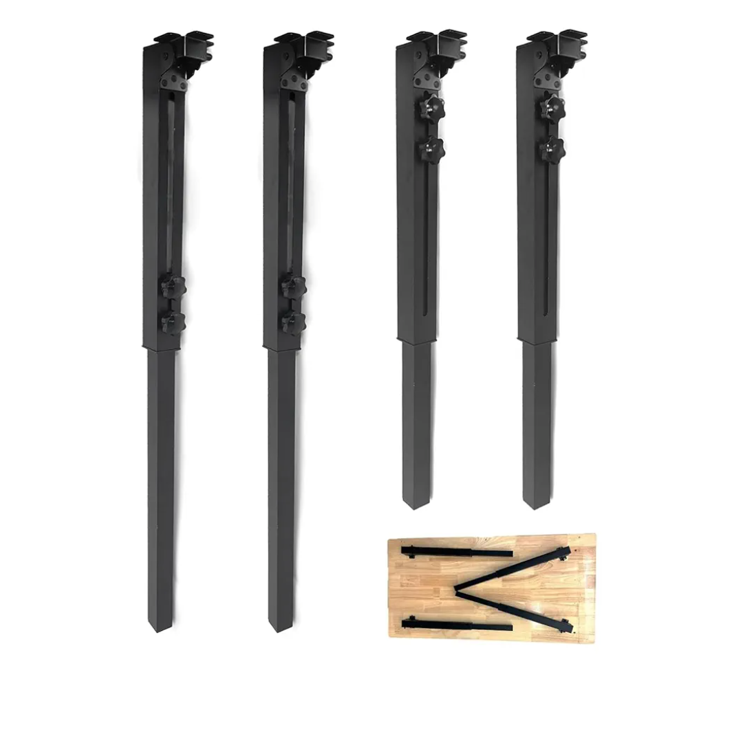 15.6-25 inches Adjustable Height Table Legs Folding Tall Metal Desk Legs Heavy Duty Foldable Furniture Legs for Tabletops, Computer Table, Office Desk, DIY Desk, RV, Counter, Outdoor Set of 4