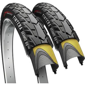 Fincci Tintera Gravel 700x45c Bike Tire - Pair Urban Lightweight Kevlar 700c Tires 47-622 with 1 mm Nylon Puncture Proof - Foldable 28 inch Bicycle Tyres for Electric, Road, Hybrid Bikes - 60 TPI