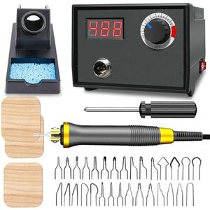 FIRElood Wood Burning Tool, Wood Burning kit Pen 25~750℃, Professional Wood Burning kit, with Digital Thermometer Temperature Adjustable Temperature, 1 Wood Burning pens, 30 Wood Burning Pen Tips