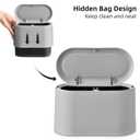 SUBEKYU 0.5 Gal Mini Countertop Trash Can with Lid for Desktop, Small Garbage Can for Office, Tiny Wastebasket, Plastic, Light Grey