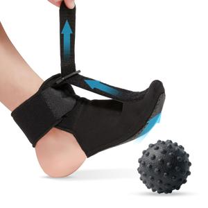 Plantar Fasciitis Night Splint Brace with Massage Ball, Relieves Foot Drop and Achilles Tendonitis, Adjustable Straps, Soft & Comfortable Sleep, Night Splint for Plantar Fasciitis Women & Men, Medium