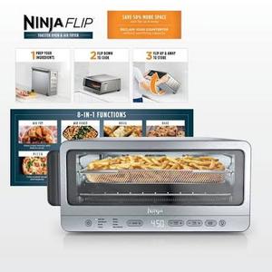 Ninja Air Fryer Toaster Oven Combo | 8-in-1 Functionality | Flip Up & Away for Storage Space | Air Fry Basket, Sheet Pan, Wire Rack & Removable Crumb Tray |1800 Watt | Stainless Steel | SP151, 17.01 in L X 15.75 in W X 7.68 in H 