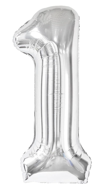 Pack of 3 1 Balloon, Number 1 Balloons 40 Inch, Silver Large Big Foil Number 1 Balloon for First Birthday Party Graduation Wedding Anniversary Baby Shower Bachelorette Decorationss Supplies (Silver)
