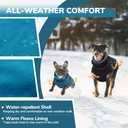 PUMYPOREITY Dog Coat with Harness Built in, Reflective Fleece Jacket, Thick and Warm Winter Coat, Medium Dog Jacket with Zip, Cold Weather Coats for Outdoor, Windproof Pet Snowsuit, Blue, M
