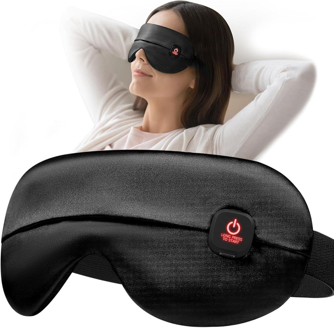 YFONG Cordless Heated Eye Mask for Dry Eyes, Warm Eye Compress for Stye, Blepharitis, Chalazion, MGD, Washable Heating Eye Mask for Sleeping, Travel, Office Nap, Perfect Light Blocking (Black)