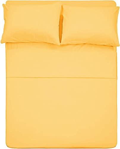 Twin XL Sheets Set 4 Piece - Hotel Luxury 1800 Bedding Sheets & Pillowcases - 1 Flat Sheet,1 Fitted Sheet and 2 Pillow Cases - Extra Soft Cooling Bed Sheets - Deep Pocket up to 16" (Yellow)