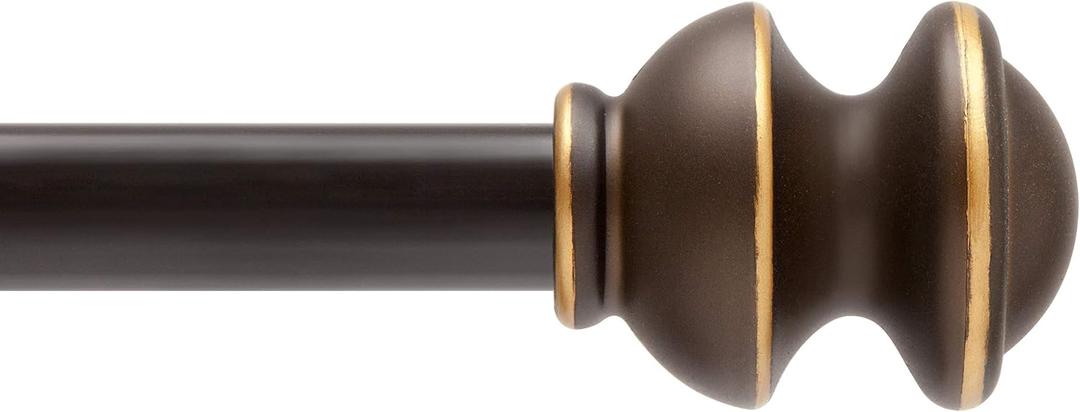Kenney Kendall Knob Window Curtain Rod, Adjustable Curtain Rod for Windows 30 to 86 Inches, Extendable Curtain Rod Set, Oil Rubbed Bronze Curtain Rod