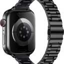 Tasikar Thin Band Compatible with Apple Watch Band 42mm(Series 11/10) 41mm 40mm 38mm Women Stainless Steel Metal Replacement Strap Compatible with iWatch SE Series 11 10 9 8 7 6 5 4 3, Black