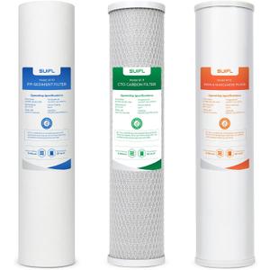 4.5 * 20" 3 Stage Whole House Water Filter Set, Compatible with Express Water WH300SICS, FLTWH2045ICS1, iSpring WGB32BM, F3WGB32BM, Pack with PP, CTO, Iron & Manganese Filter, 1 Set