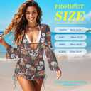 Irisjudy Cover Ups for Women Swimsuit Terror Skull Side Tie Chiffon Swimwear Coverup Gothic Bloody Rose Sexy V-Neck Beachwear (L)