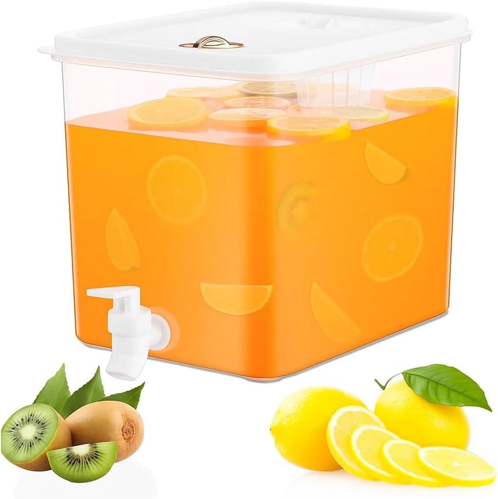 Beverage Drink Dispenser for Fridge, Plastic Beverage Dispenser with SpigotJuice Container Sealed with Filter ScreenCold Hot Drink Jug for Christmas Party Supplies (1PCS 2 Gallon)