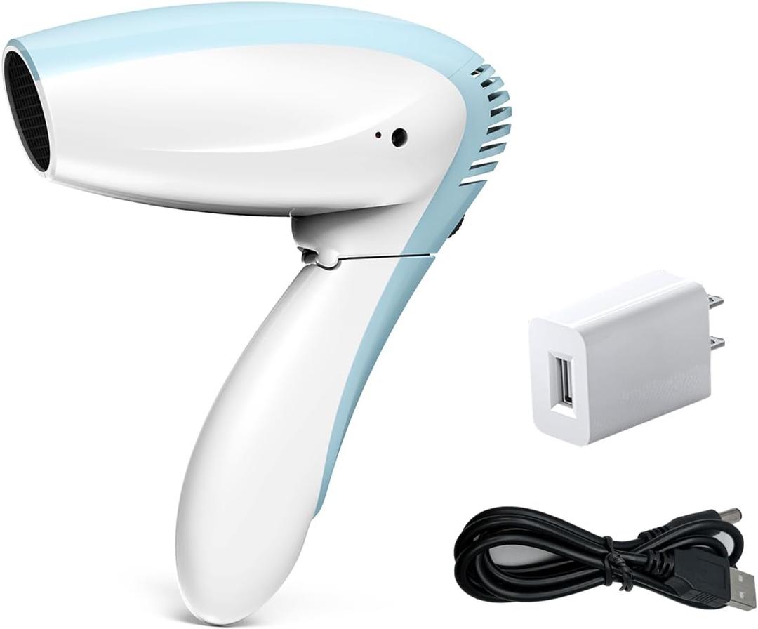 Cordless Hair Dryer - Cool Wind Battery Operated Hair Dryer - Rechargeable Portable Hairdryer for Summer, Indoor, Outdoor, Camping, Tourism (No Hot or Warm Air)