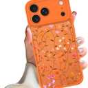 Magnetic Case for iPhone 17 Pro, Compatible with MagSafe,Cute Colorful Floral Pattern for Women Girls, Aesthetic Soft Slim Girly Pattern Phone Case Full Protection TPU, Orange