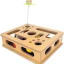 Cat Scratch Puzzle Enrichment Box,Cat Nail File Enrichment Box,No Assembly Required,Built-in Sandpaper Trims Your pet's Claws as They Play(Burlywood Color)