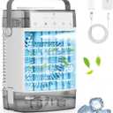 Portable Air Conditioners, 1000ml Portable Air Conditioner, 1600ml Portable AC Unit with 2/4/8 Hour Timer, Powerful 3 Speed 7 Color LED Evaporative Air Cooler (Grey 1)